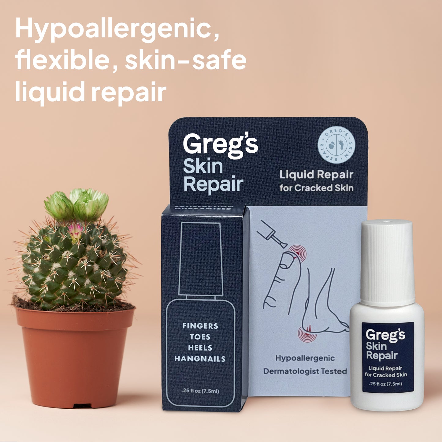 Gregs Skin Repair liquid adhesive bottle for cracked fingers and heels